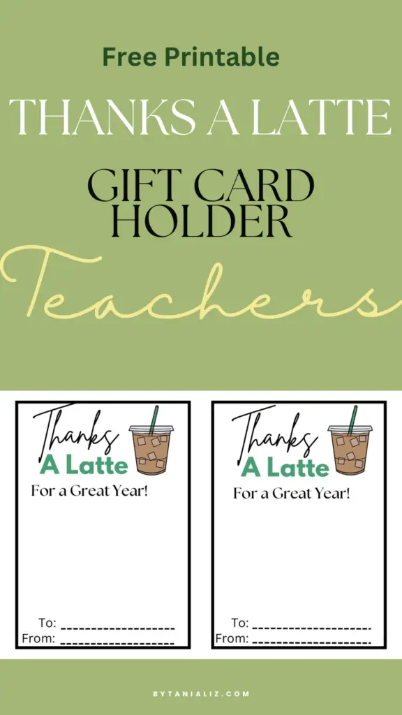 Free Printable/ Thanks a Latte for a great Year for Teachers ...