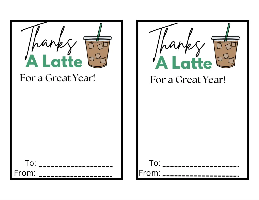 thanks a latte free printable