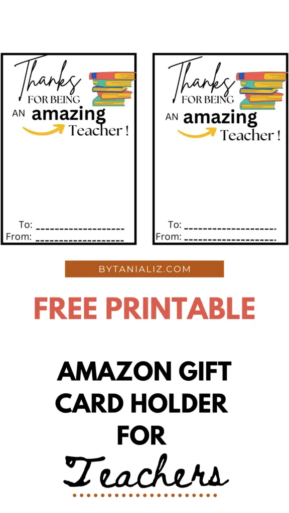 FREE Printable Amazon Gift Card Holder for Teachers